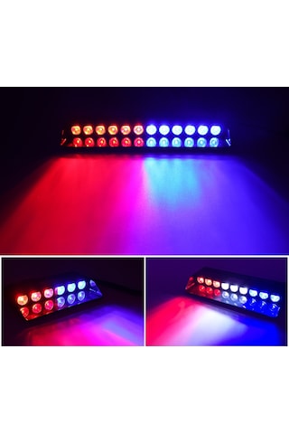 12 Ledli Mavi Kırmızı Çakar 17 Fonksiyonlu Vantuzlu Araç Içi