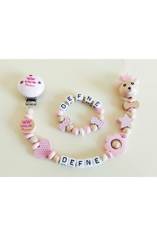 İsimli Emzik Zinciri Ve Bebek Bileklik - Bebek Bez045 Pembe İsimli Emzik Zinciri Ve Bebek Bileklik - Bebek Bez045 Pembe