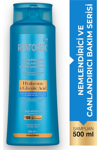 Restorex Hydra Nemlendirici Canlandırıcı Bakım Şampuanı 500 Ml - Hyaluronik Asit, Glikoik Asit
