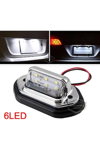 Üniversal Plaka Lambası 6 Led Güçlü Işık Su Geçirmez Krom Araç Plaka Işığı Ultra Parlak Oto Aydınlatma 12/24v 2 Adet 00 Şüscaroto Aksesuar