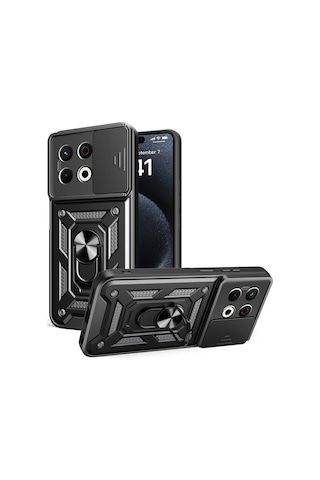 Nihcase Tecno Spark 30 Pro Kılıf Magnetik Standlı Kamera Korumalı Slide Sürgülü Cover Kapak