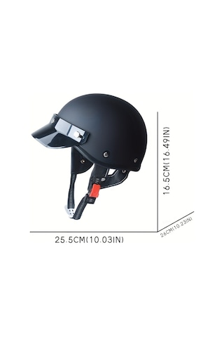 Tcherchi Retro Açık Motosiklet Kaskı Mat Siyah