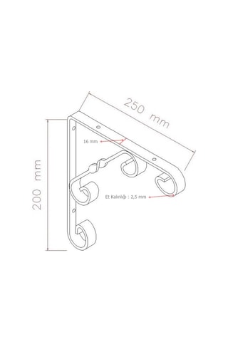 Eym 2 Adet Burgulu 20 X 25 Cm Dekoratif Raf Altı Ayağı Konsol Siyah Genel