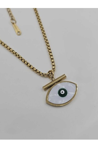 Sedefli Göz Nazar Boncuğu Çelik Kolye