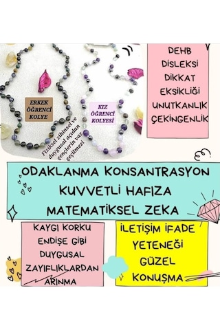 Gizemlidogaltas Kiz Öğrenci Kolyesi Odaklanma Hafiza Disleksi Dikkat Eksikliği Mor