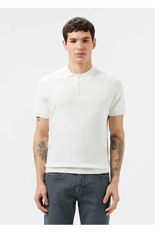 Lacoste Kısa Kollu Polo Yaka Regular Fit Erkek Triko Örme T-shirt Beyaz