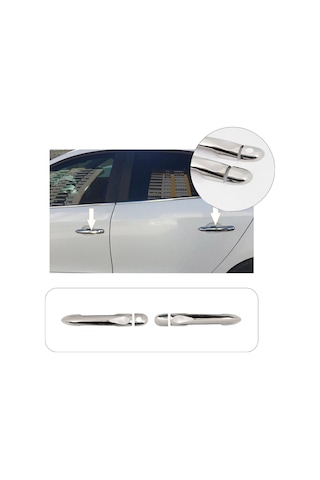 Renault Megane 3 Uyumlu 2010-2016 Krom Kapı Kolu 2 Kapı Sensörlü Tek Anahtar Paslanmaz Çelik