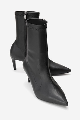 Luvishoes Rossano Siyah Streç Kadın İnce Topuklu Bot Siyah