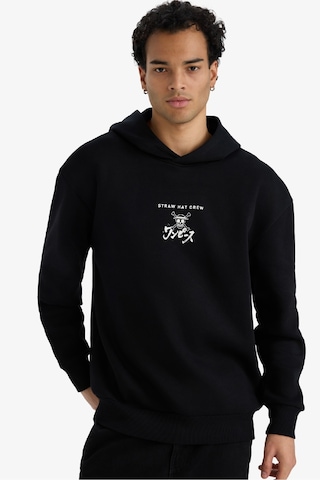 Defacto One Piece Boxy Fit Kapüşonlu Sırt Baskılı Sweatshirt E9321ax25aubk81 Siyah
