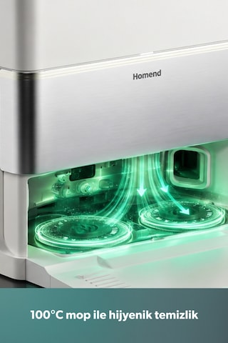 Homend Alex 40 Otomatik Boşaltım Sistemli Moplu 28.000 Pa Robot Süpürge Beyaz