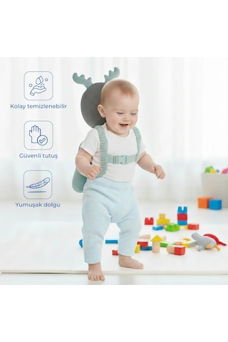 Babyjem Bebek Melek Kanadı Kafa Bel Koruma Yastığı Yeşil Kadife