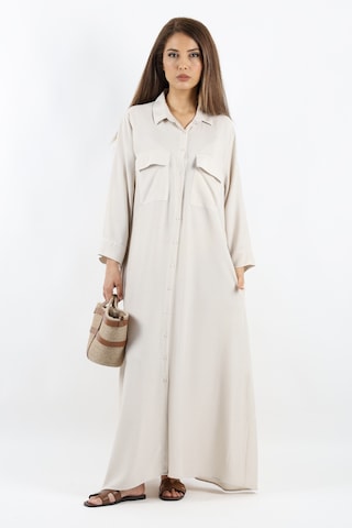 Prive Kadın Plain Bej %100 Viskon Maksi Boy Cepli Yazlık Uzun Elbise Bej