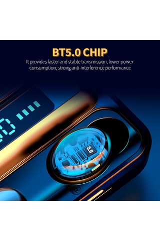 Qingmipy Siyah F9-5c Tws Bluetooth 5.0 Kulak İçi Kulaklık, Spor İçin Tasarlanmış, Akıllı Dokunmatik Kontrol, 1200mah Büyük Kapasiteli Şarj Kutusu İle 4-5 Saat Çalma Süresi