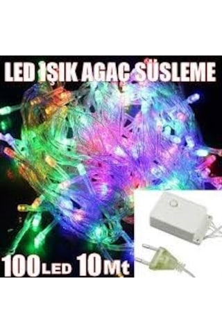 100 Ledli Renkli 5 Fonksiyonlu 10 Mt Led Yılbaşı Ağaç Süsü Sarkıt