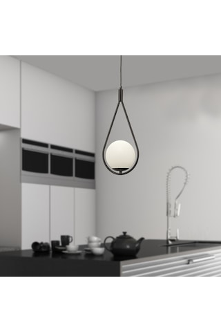 Apliqa Mirza Tekli Beyaz Camlı Modern Mutfak Salon Sarkıt Avize