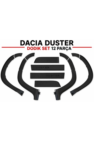 Dacıa Duster 2010-2017 Model Uyumlu Dodik Seti 12 Parça Siyah Mat Çamurluk Ve Kapı Kaplama Seti