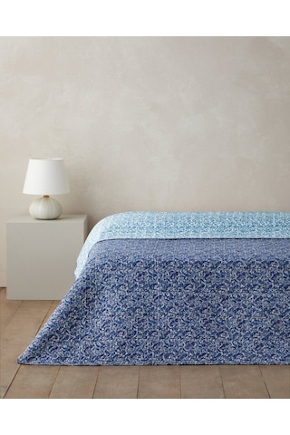 Paisley Celeste King Size Çok Amaçlı Örtü 220x240 Cm Mavi