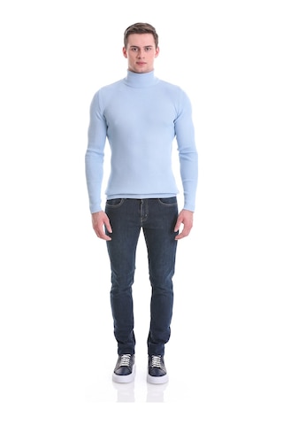 Hatemoğlu Mavi Slim Fit Fitilli Balıkçı Yaka Yünlü Triko Kazak 34232023a0 Mavi