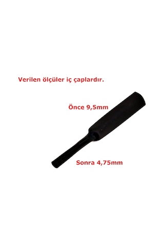 1 Metre 9,5mm Siyah Isı İle Daralan Makaron Kablo Izolasyon