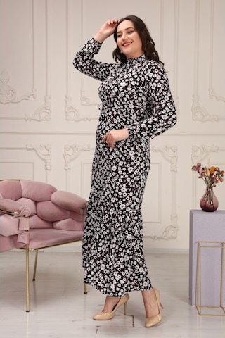 Aymeravm - Çiçek Desenli Viskon Elbise - Çuha0401Ga