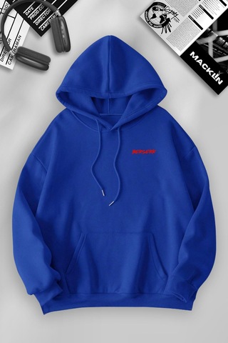 Macklin Unisex Kadın Erkek Berserk Anime Ön Ve Arka Baskılı Özel Tasarım Kapşonlu Sweatshirt Mavi Mck1213 Mavi