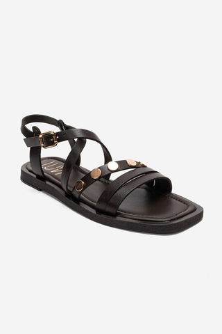 Luvishoes Poole Kahverengi Hakiki Deri Çok Bantlı Kadın Sandalet