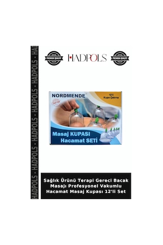 Sağlık Ürünü Terapi Gereci Bacak Masajı Profesyonel Vakumlu Hacamat Masaj Kupası 12'li Set