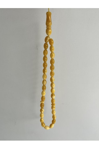 Oval Kesim Kokulu Toz Kehribar Tesbih 33lük 6mm A005