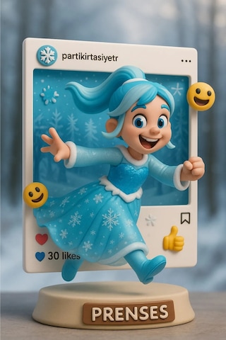Parti Selesi Kız Çocuk Askılı Tarlatanlı Taç Asa Eldiven Hediyeli Mavi Elsa Elbise Frozen Mavi