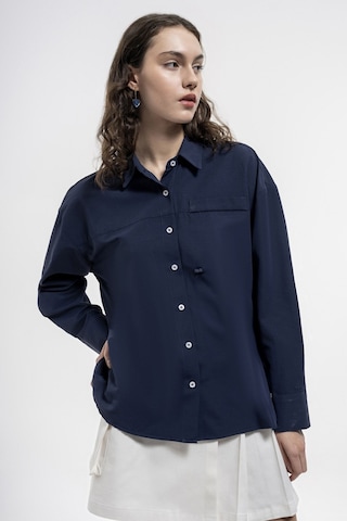 LOFT Loose Fit Kadın Gömlek U.kol Lf2035396 Q1.v1 Lacivert