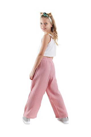 Denokids Çiçekli Kız Çocuk Pembe Müslin Pantolon Takım Renkli Çok Renkli