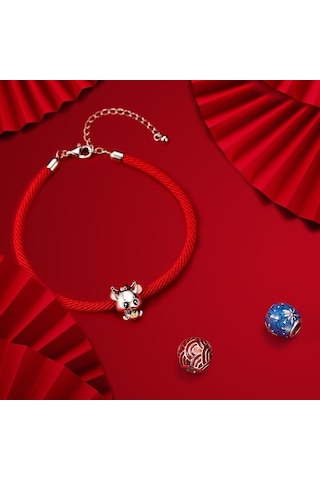 Siyah Bamoer Kadın Ayarlanabilir 16-21 Cm 925 Ayar Gümüş Charm Bilezik Kız