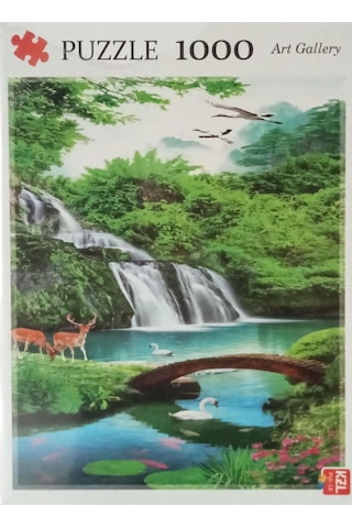 Akıllıelma-kzl Puzzle Geyikler Ve Şelale 1000 Parça Puzzle Pazıl 68x48 Cm