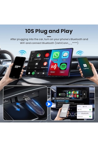 Ayrex Carlinkit 5.0 Se Pro Kablosuz Android Otomatik Ve Carplay Adaptörü, Oem Araçlar İçin Kablolu Kablosuza Dönü