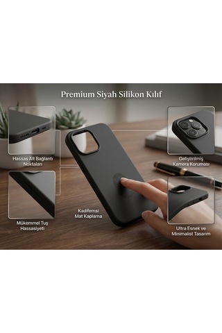 Iphone 14 Pro Uyumlu Silikon Ve Esnek Lansman Premıum Kılıf Siyah