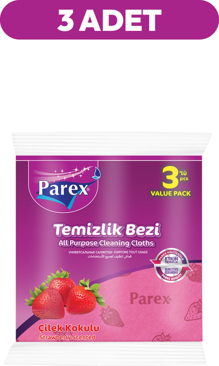 Çilek Kokulu 3'lü Temizlik Bezi Üçlü Paket Diğer