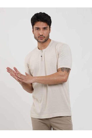 Dufy Bej Erkek Slim Fit Düz Düğmeli O Yaka Kazak - 104641-bej Bej
