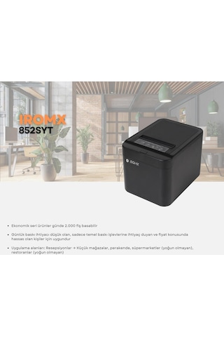 Iromx 852syt Thermal Otomatik Kesicili Usb Ethernet Slip Fiş Yazıcı 80mm Fiş Yazıcı Siyah