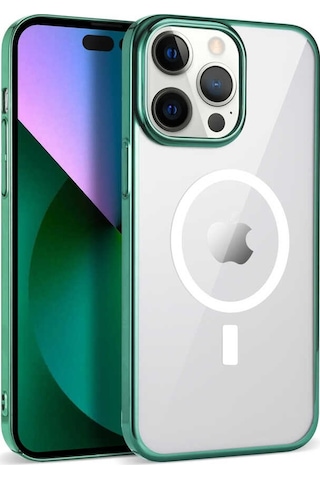 Apple Uyumlu iPhone 13 Pro Max Kılıf Magsafe Sararmaz Şeffaf Sert Fit Kapak