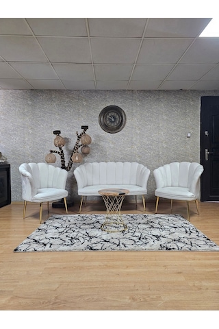 Papatya Çay Seti Koltuk Takımı Gold Sivriltme Ayak, Balkon, Salon 001