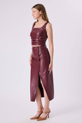 Fever Büzgülü Deri Kadın Crop Bluz 342114029 Bordo