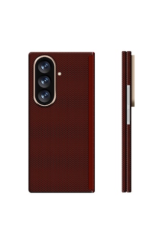 Samsung Uyumlu Galaxy Z Fold 7 Uyumlu Kılıf M-safe Şarj Özellikli Zore Paris Zerre Sert Pc Kapak Bordo