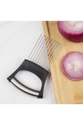 Besthome1 Erkek Mutfak Onion Sabitleyici: Paslanmaz Çelik Soğan Dilimi Tutucu, Kolay Kullanımı, Evde Pratik Kesişme Aracı Diğer