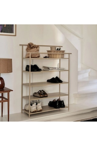 Dora Çok Amaçlı Metal Saclı Ayakkabı Rafı Bej