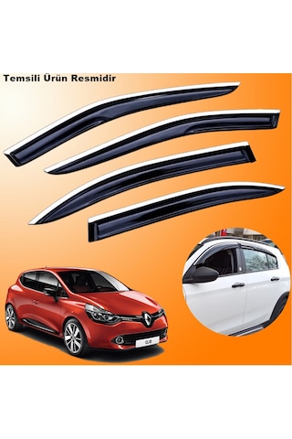 Renault Clio 4 Hb Mügen Cam Rüzgarlığı Abs Krom Nikelajlı Cam Rüzgarlığı 2012-2019 Arası 4 Lü Set