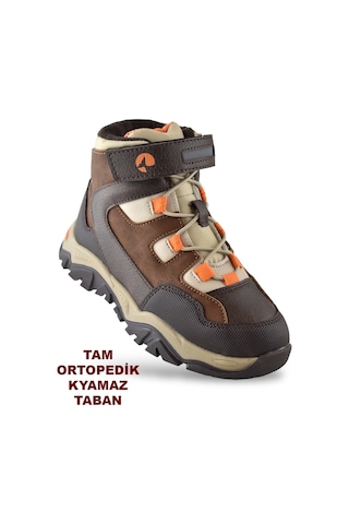 Barcelona Ortopedik Cırtlı Unisex Çocuk Bot Ayakkabı Çocuk Outdoor Bot Kahverengi