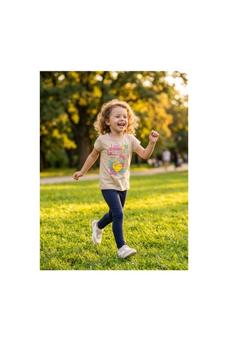 Kiagu Çocuk Takım Karakter Baskılı Bisiklet Yaka Kısa Kollu Tişört Tayt 2'li Takım 2-6 Yaş Pamuklu Loved Bej - 921397586 Bej