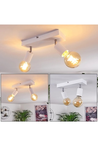 Riolight Modern Beyaz 2xe27 Mafsallı Hareketli Başlık Glop Ampul Hariç Metal Spot Avize Beyaz