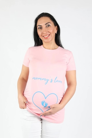 Balins Hamile Mommy Love Tişört Mavi Baskılı 001