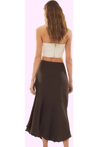 Ersefa Kadın Viskoz Shally Dokuma Maxi Etek Casual Günlük Stil Yaz Hafta Koyu Kahverengi